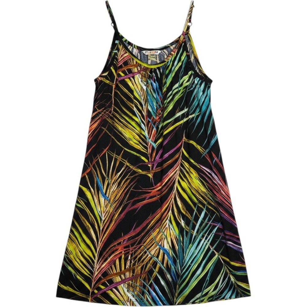 Jams World Lil People Girls Tropical Palm Leaf Sundress Multicolor Black Size 14